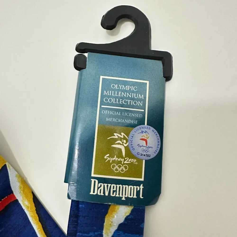 Sydney 2000 Olympics Necktie Mens Blue Yellow Torch Rings‎ Millennium Collection
